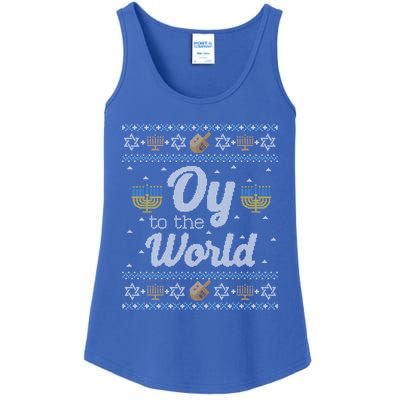 Funny Ugly Hanukkah Sweater Oy To The World Gift Ladies Essential Tank