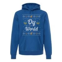 Funny Ugly Hanukkah Sweater Oy To The World Gift Premium Hoodie