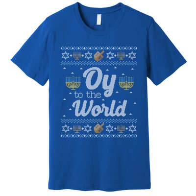 Funny Ugly Hanukkah Sweater Oy To The World Gift Premium T-Shirt