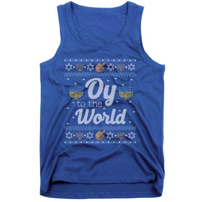 Funny Ugly Hanukkah Sweater Oy To The World Gift Tank Top