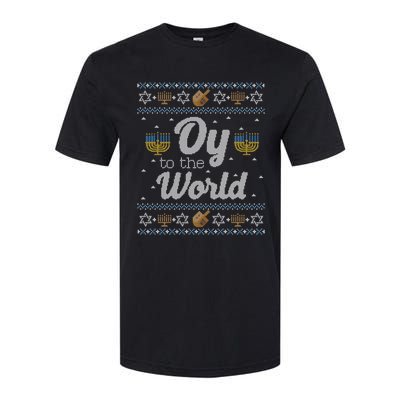 Funny Ugly Hanukkah Sweater Oy To The World Gift Softstyle CVC T-Shirt