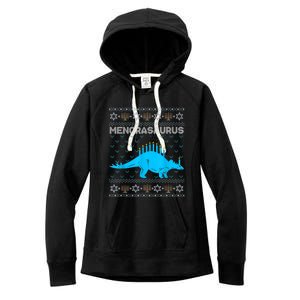 Funny Ugly Hanukkah Sweater Dinosaur Menorah Dino Boys  Women's Fleece Hoodie