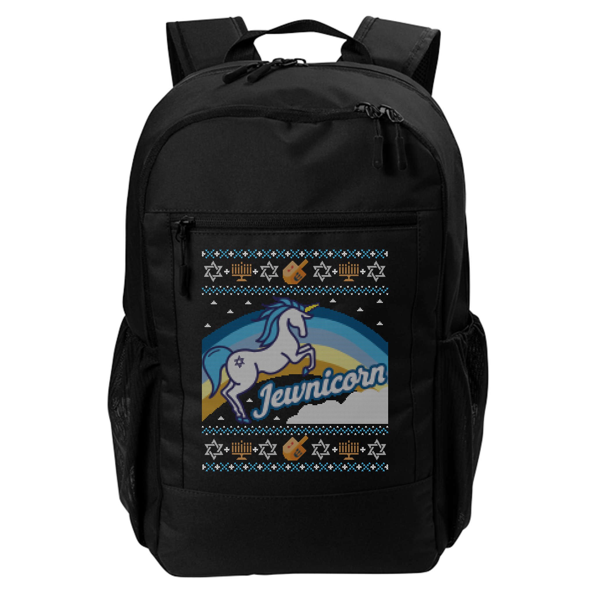 Funny Ugly Hanukkah Sweater Unicorn Jewnicorn Gift Backpack