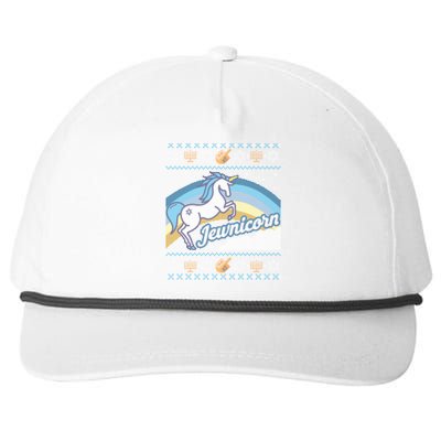 Funny Ugly Hanukkah Sweater Unicorn Jewnicorn Gift Snapback Five-Panel Rope Hat