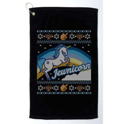 Funny Ugly Hanukkah Sweater Unicorn Jewnicorn Gift Platinum Collection Golf Towel