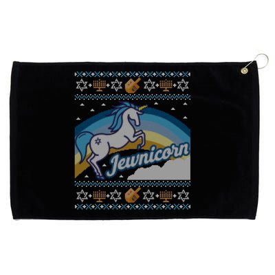 Funny Ugly Hanukkah Sweater Unicorn Jewnicorn Gift Grommeted Golf Towel