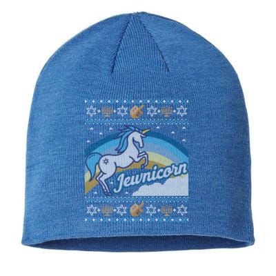 Funny Ugly Hanukkah Sweater Unicorn Jewnicorn Gift Sustainable Beanie