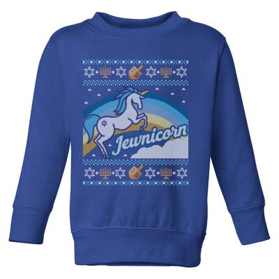 Funny Ugly Hanukkah Sweater Unicorn Jewnicorn Gift Toddler Sweatshirt