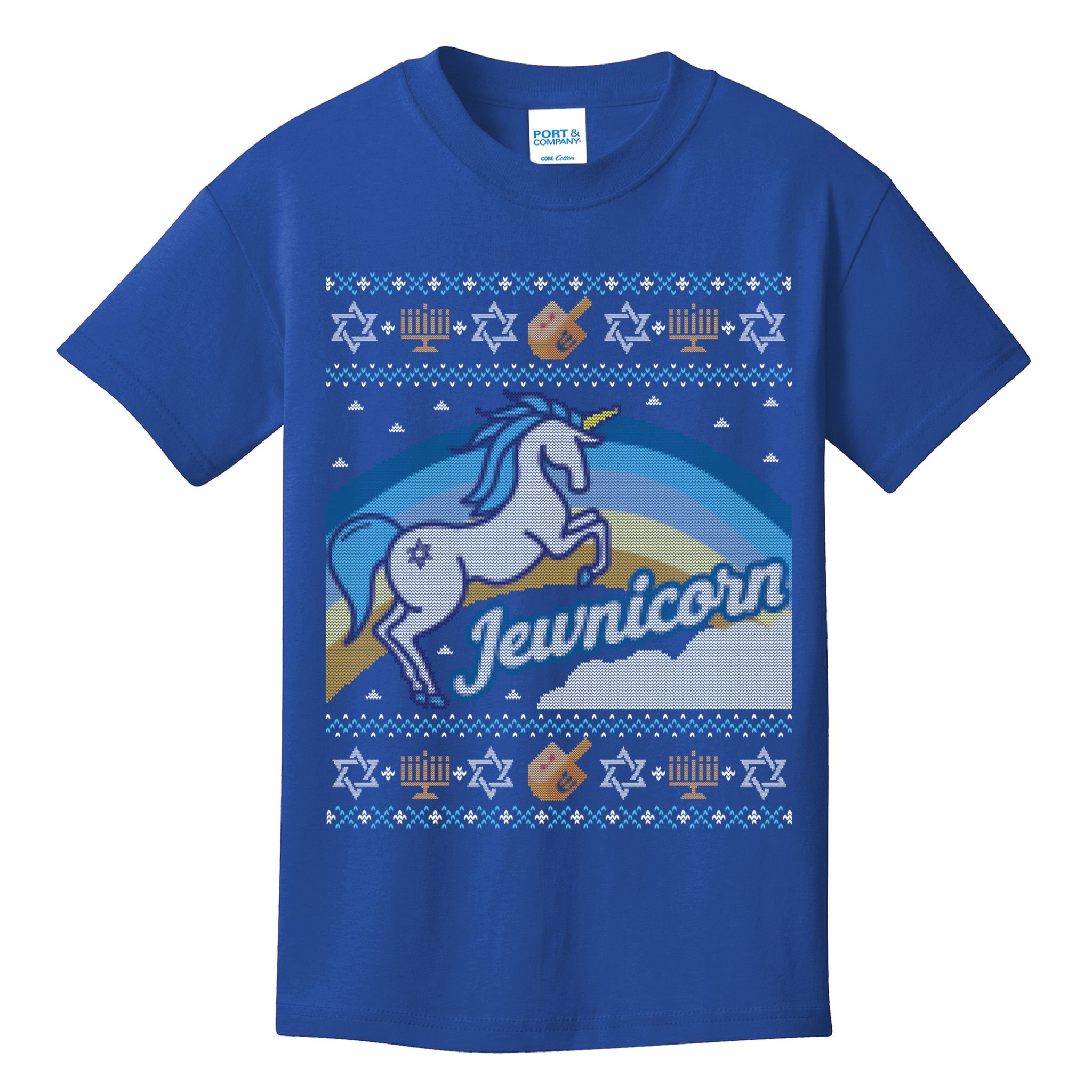 Funny Ugly Hanukkah Sweater Unicorn Jewnicorn Gift Kids T-Shirt