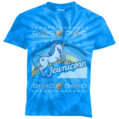 Funny Ugly Hanukkah Sweater Unicorn Jewnicorn Gift Kids Tie-Dye T-Shirt