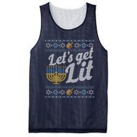 Funny Ugly Hanukkah Sweater Lets Get Litorah Mesh Reversible Basketball Jersey Tank