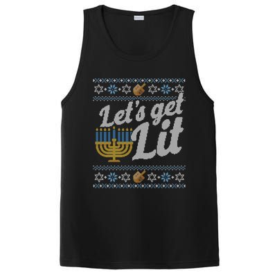 Funny Ugly Hanukkah Sweater Lets Get Lit Orah Cool Gift PosiCharge Competitor Tank