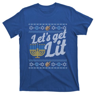 Funny Ugly Hanukkah Sweater Lets Get Lit Orah Cool Gift T-Shirt