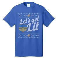 Funny Ugly Hanukkah Sweater Lets Get Lit Orah Cool Gift Tall T-Shirt