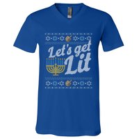 Funny Ugly Hanukkah Sweater Lets Get Lit Orah Cool Gift V-Neck T-Shirt