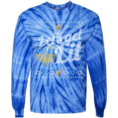 Funny Ugly Hanukkah Sweater Lets Get Lit Orah Cool Gift Tie-Dye Long Sleeve Shirt