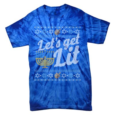 Funny Ugly Hanukkah Sweater Lets Get Lit Orah Cool Gift Tie-Dye T-Shirt