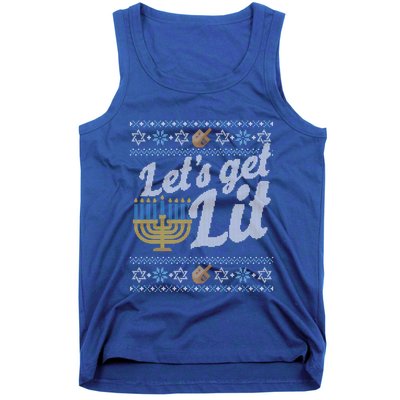 Funny Ugly Hanukkah Sweater Lets Get Lit Orah Cool Gift Tank Top