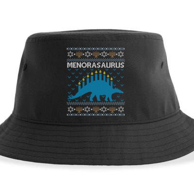 Funny Ugly Hanukkah Sweater Dinosaurorah Dino Sustainable Bucket Hat