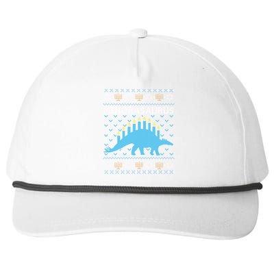 Funny Ugly Hanukkah Sweater Dinosaurorah Dino Snapback Five-Panel Rope Hat