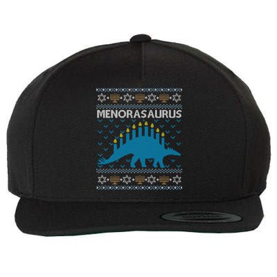 Funny Ugly Hanukkah Sweater Dinosaurorah Dino Wool Snapback Cap