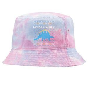 Funny Ugly Hanukkah Sweater Dinosaurorah Dino Tie-Dyed Bucket Hat