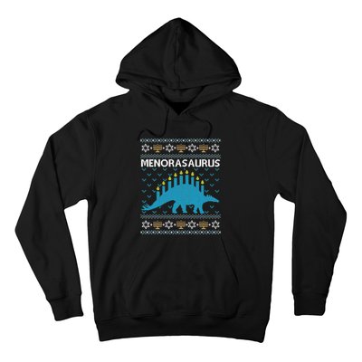 Funny Ugly Hanukkah Sweater Dinosaur Menorah Dino  Hoodie