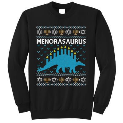 Funny Ugly Hanukkah Sweater Dinosaur Menorah Dino  Sweatshirt