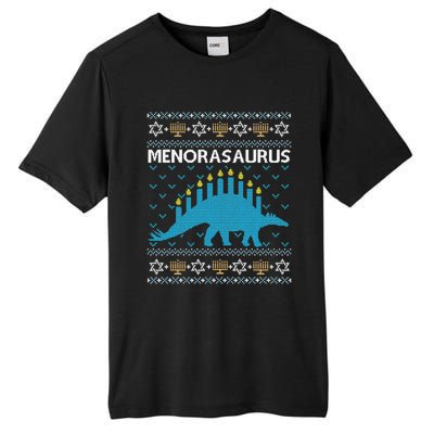 Funny Ugly Hanukkah Sweater Dinosaur Menorah Dino  Tall Fusion ChromaSoft Performance T-Shirt