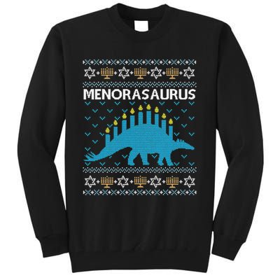 Funny Ugly Hanukkah Sweater Dinosaur Menorah Dino  Tall Sweatshirt