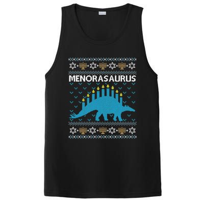 Funny Ugly Hanukkah Sweater Dinosaur Menorah Dino  PosiCharge Competitor Tank