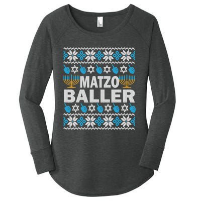 Funny Ugly Hanukkah Sweater Matzo Baller Matzah Jewish  Women's Perfect Tri Tunic Long Sleeve Shirt