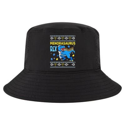 Funny Ugly Hanukkah Sweater Menorasaurus Rex Menorah  Cool Comfort Performance Bucket Hat
