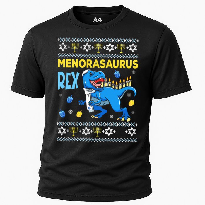 Funny Ugly Hanukkah Sweater Menorasaurus Rex Menorah  Performance Shirt