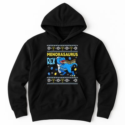 Funny Ugly Hanukkah Sweater Menorasaurus Rex Menorah  Hoodie
