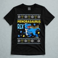 Funny Ugly Hanukkah Sweater Menorasaurus Rex Menorah  T-Shirt