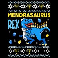 Funny Ugly Hanukkah Sweater Menorasaurus Rex Menorah  7-Panel Snapback Hat