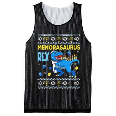 Funny Ugly Hanukkah Sweater Menorasaurus Rex Menorah  Mesh Reversible Basketball Jersey Tank