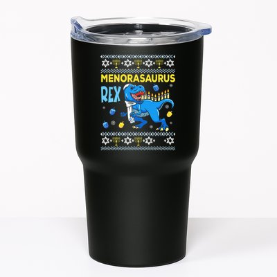 Funny Ugly Hanukkah Sweater Menorasaurus Rex Menorah  Tumbler