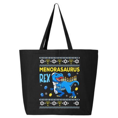 Funny Ugly Hanukkah Sweater Menorasaurus Rex Menorah  25L Jumbo Tote