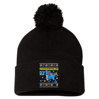 Funny Ugly Hanukkah Sweater Menorasaurus Rex Menorah  Pom Pom 12in Knit Beanie