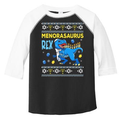 Funny Ugly Hanukkah Sweater Menorasaurus Rex Menorah  Toddler Fine Jersey T-Shirt