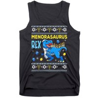 Funny Ugly Hanukkah Sweater Menorasaurus Rex Menorah  Tank Top