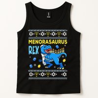 Funny Ugly Hanukkah Sweater Menorasaurus Rex Menorah  Tank Top