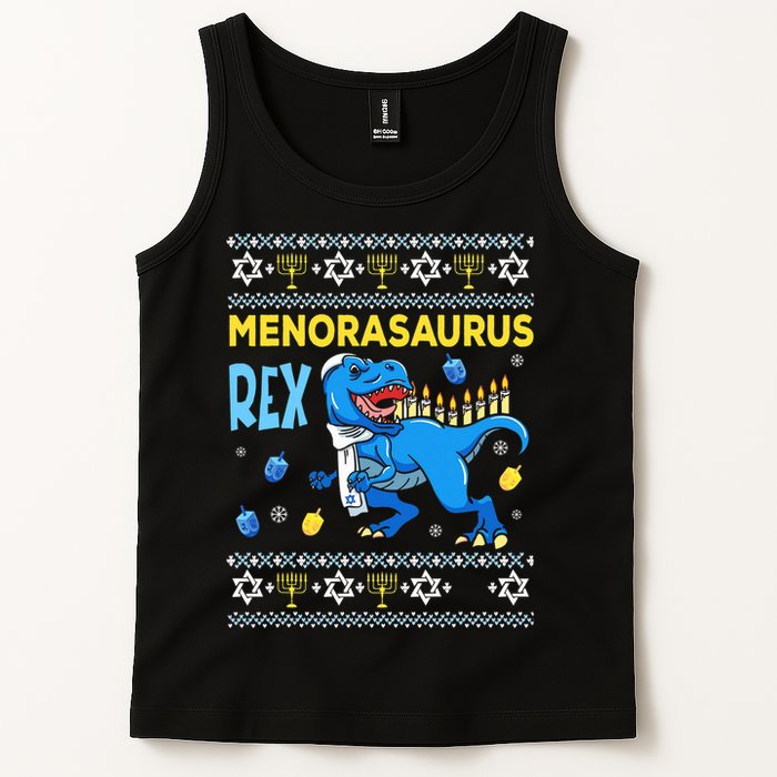 Funny Ugly Hanukkah Sweater Menorasaurus Rex Menorah  Tank Top