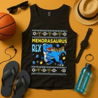 Funny Ugly Hanukkah Sweater Menorasaurus Rex Menorah  Tank Top