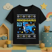 Funny Ugly Hanukkah Sweater Menorasaurus Rex Menorah  Toddler T-Shirt