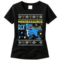 Funny Ugly Hanukkah Sweater Menorasaurus Rex Menorah  Womens T-Shirt