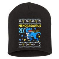 Funny Ugly Hanukkah Sweater Menorasaurus Rex Menorah  Short Acrylic Beanie