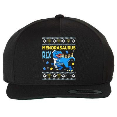 Funny Ugly Hanukkah Sweater Menorasaurus Rex Menorah  Wool Snapback Cap